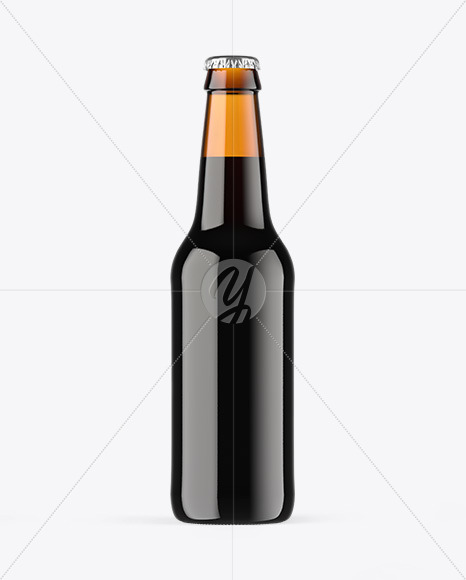 Amber Glass Dark Beer Bottle Mockup PSD #1