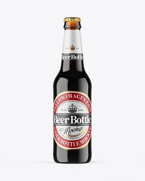 Amber Glass Dark Beer Bottle Mockup PSD #2