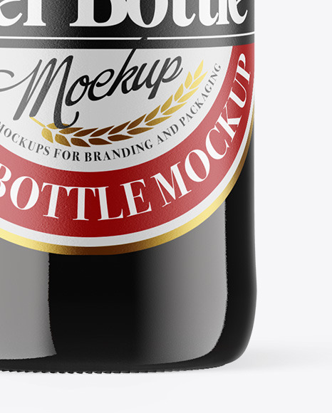 Amber Glass Dark Beer Bottle Mockup PSD #5