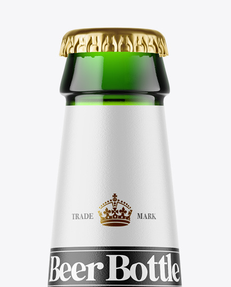 Green Glass Dark Beer Bottle Mockup