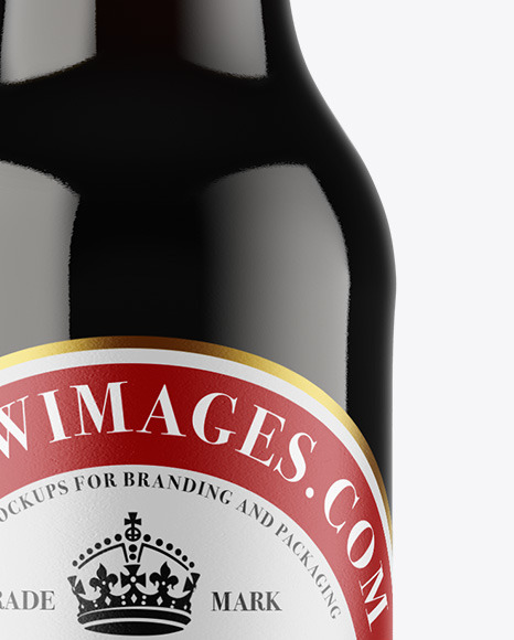 Green Glass Dark Beer Bottle Mockup