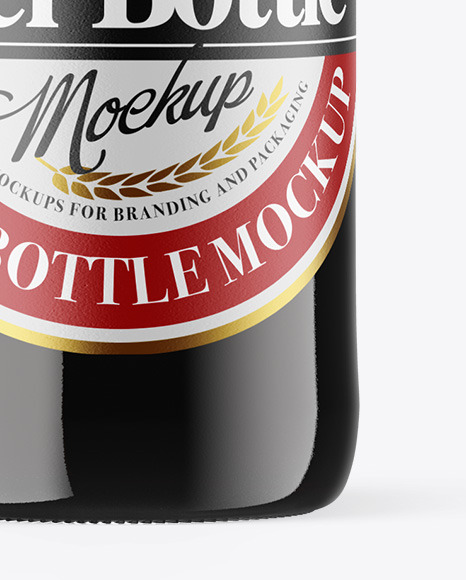 Green Glass Dark Beer Bottle Mockup