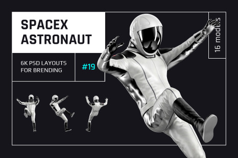 Download Psd Mockup 3d Model Spacex Astronaut 18 In Design Elements On Yellow Images Creative Store