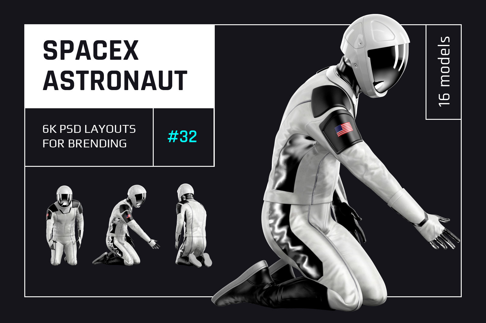 Download Psd Mockup 3d Model Spacex Astronaut 32 In Design Elements On Yellow Images Creative Store