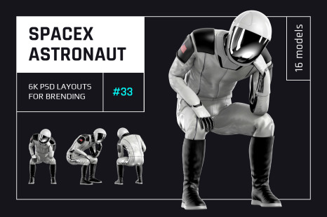 PSD Mockup 3D model SpaceX Astronaut #33