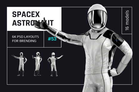 PSD Mockup 3D model SpaceX Astronaut #53