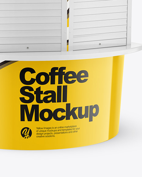 Glossy Coffee Stall Mockup PSD #1
