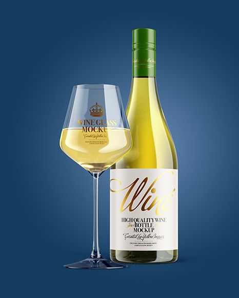 Antique Green Wine Bottle With Glass Mockup PSD #2