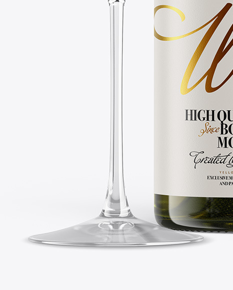Antique Green Wine Bottle With Glass Mockup PSD #5
