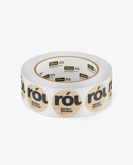 Download Roll W Round Stickers Mockup In Stationery Mockups On Yellow Images Object Mockups