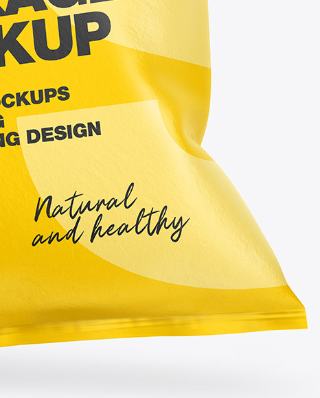 Download Paper Snack Package Mockup In Flow Pack Mockups On Yellow Images Object Mockups