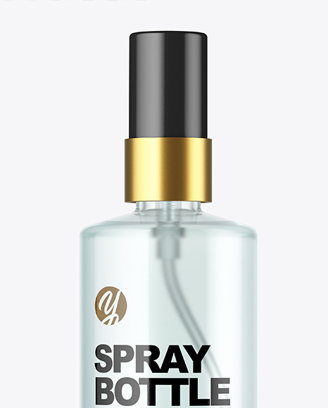 Clear Glass Spray Bottle Mockup PSD #1
