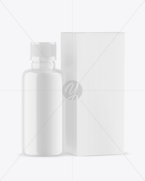 Download Metallic Bottle With Box Mockup In Bottle Mockups On Yellow Images Object Mockups