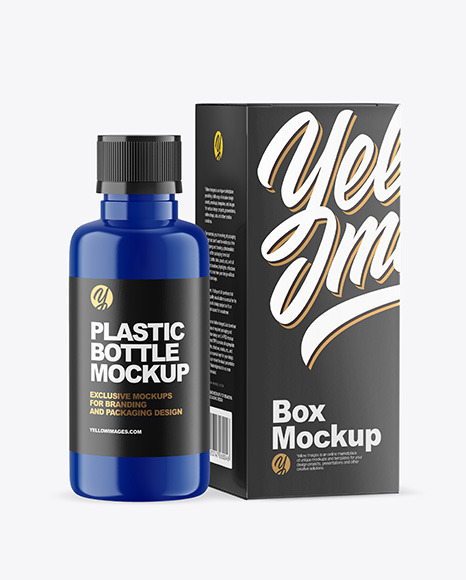 Glossy Bottle with Box Mockup PSD #2