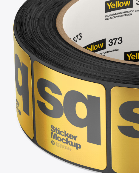 Roll w Square Stickers Mockup PSD #1