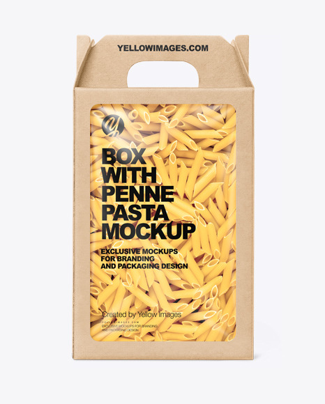 Kraft Box with Penne Pasta Mockup PSD #2