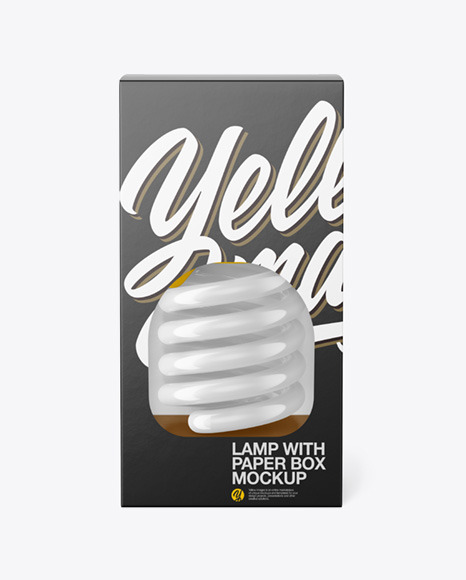 Download Paper Box With Lamp Mockup In Box Mockups On Yellow Images Object Mockups