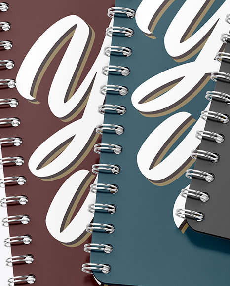 Three Spring Notebooks Mockup PSD #2