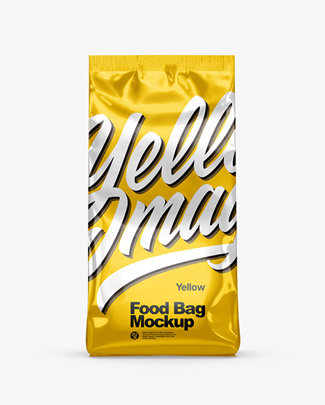 Download Glossy Metallic Food Bag Mockup In Bag Sack Mockups On Yellow Images Object Mockups