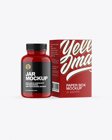 Glossy Plastic Jar with Box Mockup PSD #2