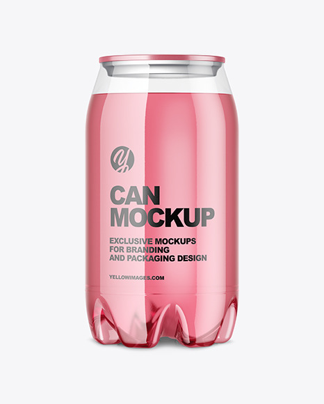 Clear PET Drink Can Mockup