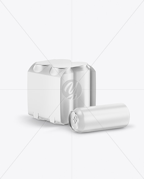 Download Carton Carrier W/ 4 Matte Cans Mockup Free Mockups