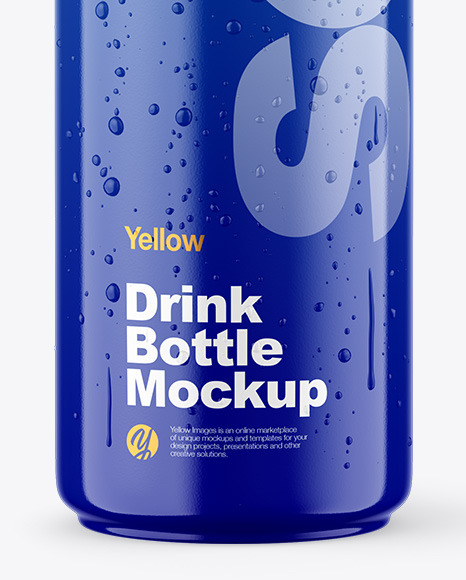 Glossy Drink Bottle w  Drops Mockup PSD #1