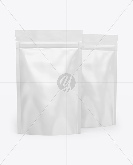 Download Two Matte Stand Up Pouches Mockup In Pouch Mockups On Yellow Images Object Mockups