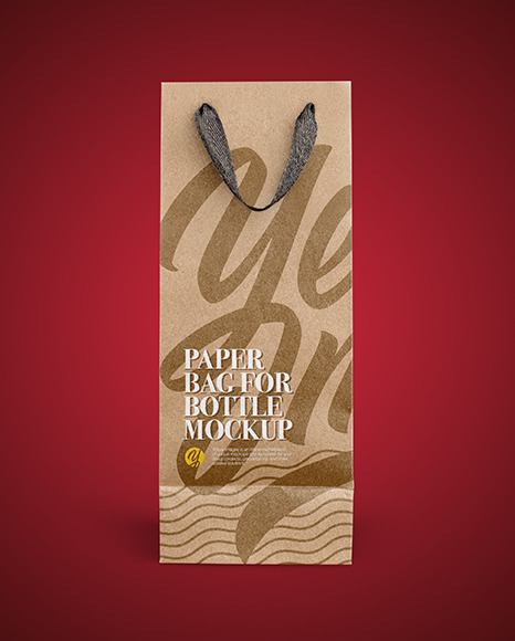 Paper Bag For Bottles   Front View PSD #5