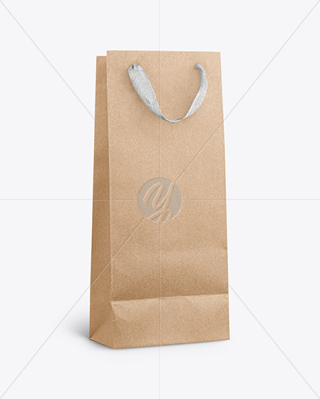 Download Paper Bag For Bottles Half Side View In Bag Sack Mockups On Yellow Images Object Mockups