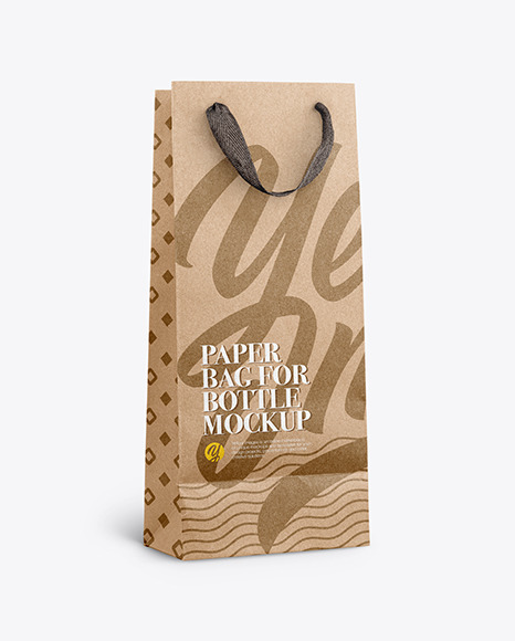 Download Paper Bag For Bottles Half Side View In Bag Sack Mockups On Yellow Images Object Mockups