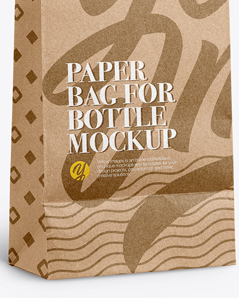 Paper Bag For Bottles   Half Side View PSD #1
