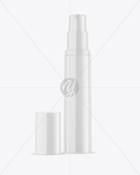 Download Opened Glossy Cosmetic Bottle with Pump Mockup Free Mockups