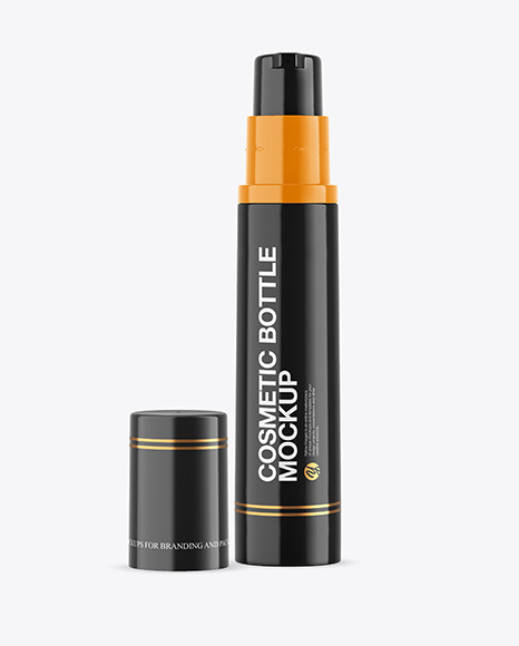 Opened Glossy Cosmetic Bottle with Pump Mockup
