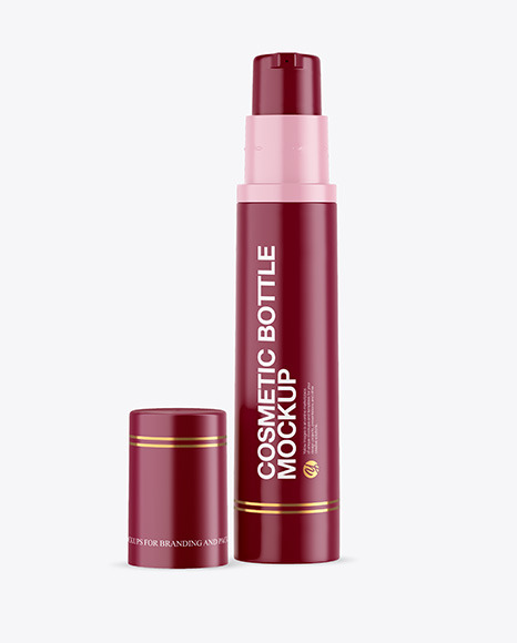 Opened Matte Cosmetic Bottle with Pump Mockup