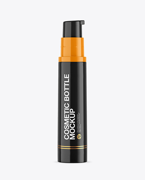 Glossy Cosmetic Bottle with Pump Mockup