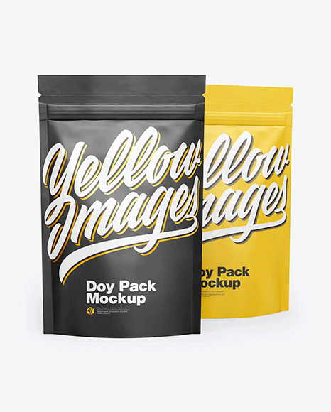 Two Matte Stand Up Pouches Mockup PSD #1