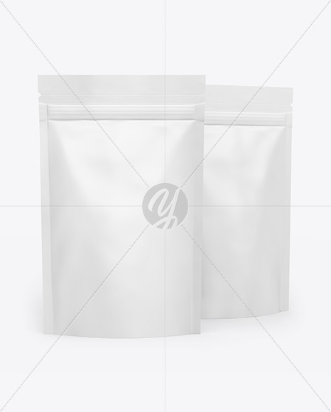 Download Two Glossy Stand Up Pouches Mockup In Pouch Mockups On Yellow Images Object Mockups