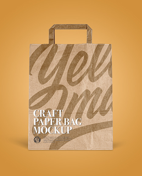 Download Craft Paper Bag Front View In Bag Sack Mockups On Yellow Images Object Mockups