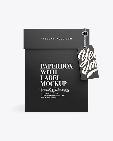 Download Paper Box With Label Mockup In Box Mockups On Yellow Images Object Mockups