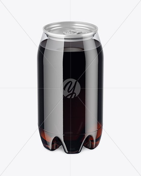 Download Clear PET Can with Dark Drink Mockup Free Mockups