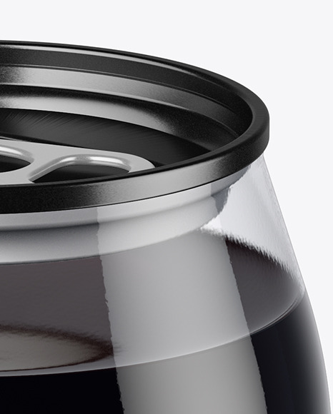 Clear PET Can with Dark Drink Mockup PSD #1