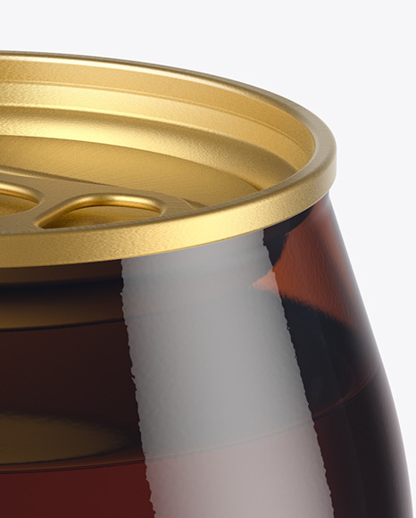 Amber PET Can with Drink Mockup PSD #2