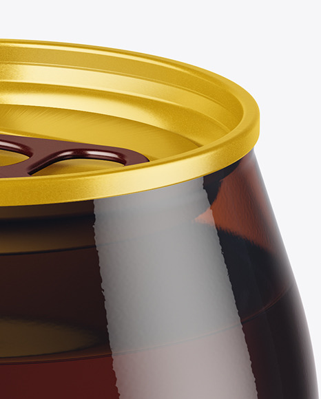 Amber PET Can with Drink Mockup PSD #1