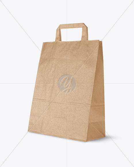 Download Craft Paper Bag Half Side View In Bag Sack Mockups On Yellow Images Object Mockups