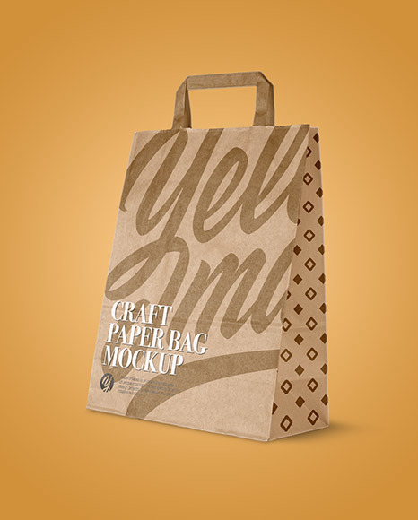 Craft Paper Bag   Half Side View PSD #5