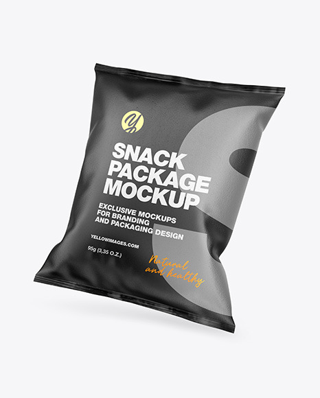 Download Kraft Snack Package Mockup In Flow Pack Mockups On Yellow Images Object Mockups