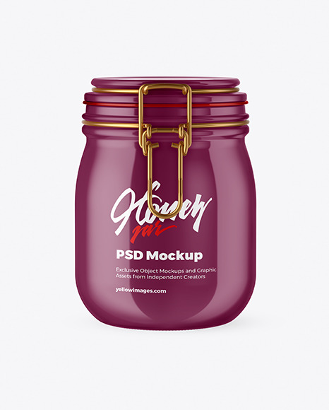 Glossy Ceramic Jar With Clamp Lid Mockup