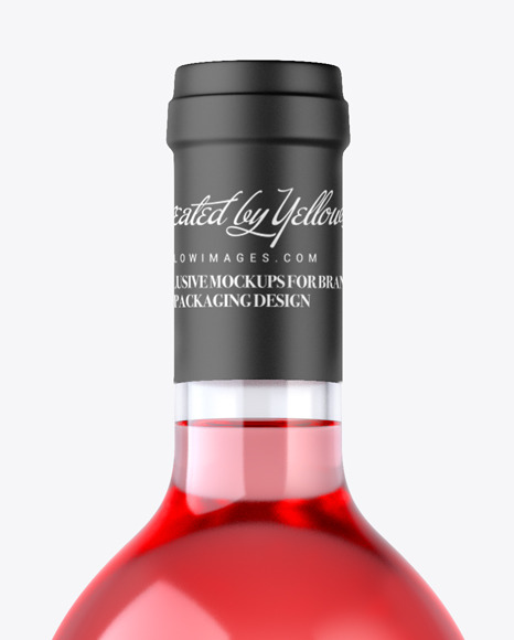 Clear Glass Pink Wine Bottle Mockup PSD #2