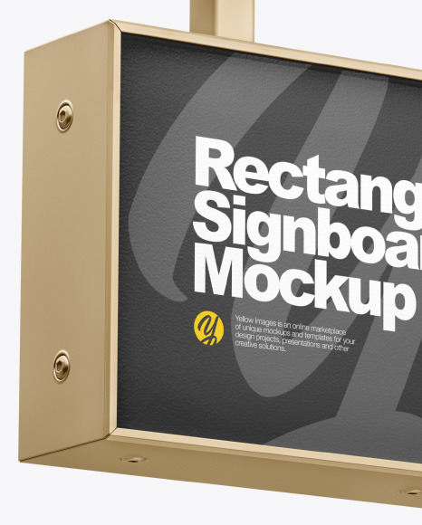 Metallic Rectangular Signboard Mockup PSD #1